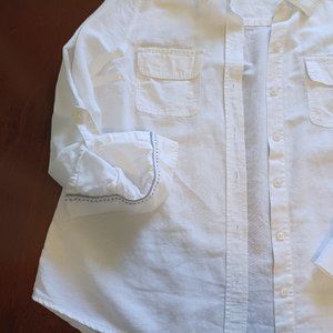 Saint Tropez West Women’s Size L Linen blend button down shirt Long sleeve